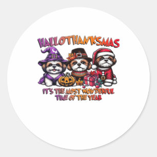 Shih Tzu Halloween Thanksgiving Christmas Classic Classic Round Sticker