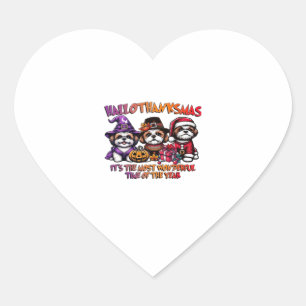 Shih Tzu Halloween Thanksgiving Christmas Classic  Heart Sticker