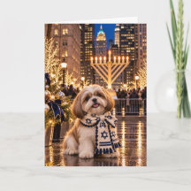 Shih Tzu Hanukkah New York City Card