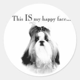 Shih Tzu Happy Face Classic Round Sticker