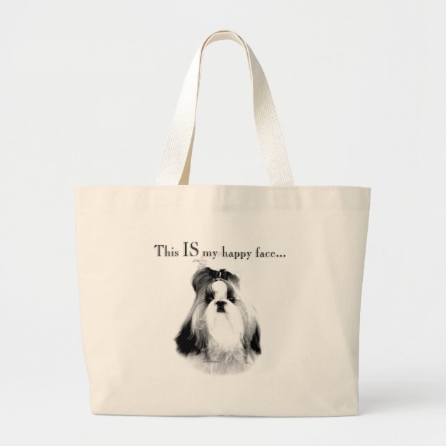 Shih Tzu Happy Face Large Tote Bag (Front)