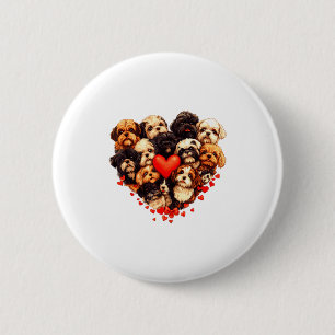Shih Tzu Heart Shaped Cute Shih Tzu Valentines Day 6 Cm Round Badge