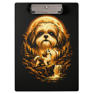 Shih Tzu Howling to The Moon Funny Dog Clipboard