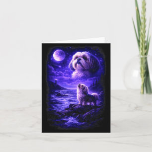Shih Tzu Howling to The Moon Vintage 90s Funny Dog Card