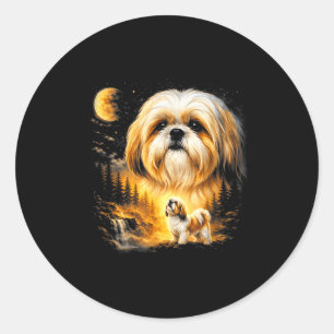 Shih tzu howling to the moon vintage 90s funny dog classic round sticker