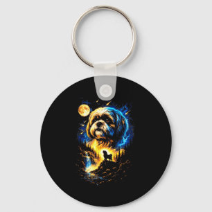 Shih tzu howling to the moon vintage 90s funny dog key ring