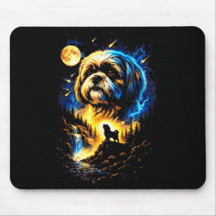 Shih tzu howling to the moon vintage 90s funny dog mouse pad
