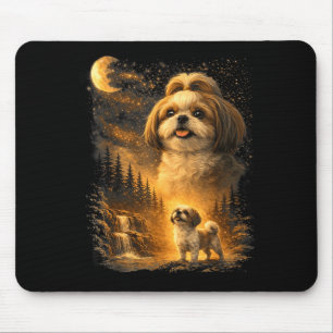 Shih tzu howling to the moon vintage 90s funny dog mouse pad