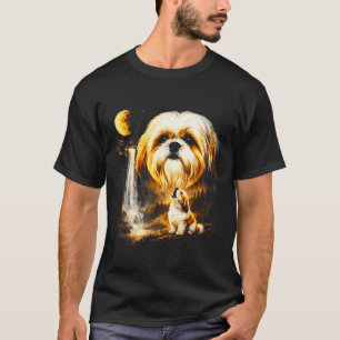 Shih tzu howling to the moon vintage 90s funny dog T-Shirt