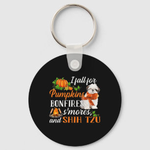 Shih Tzu I Fall For Pumpkins Bonfires Smores And D Key Ring