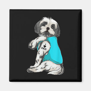 Shih Tzu I Love Dad Tattoo Apparel, Dog Dad Gifts Magnet