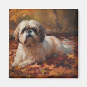Shih Tzu in Autumn Leaves Fall Inspire Magnet