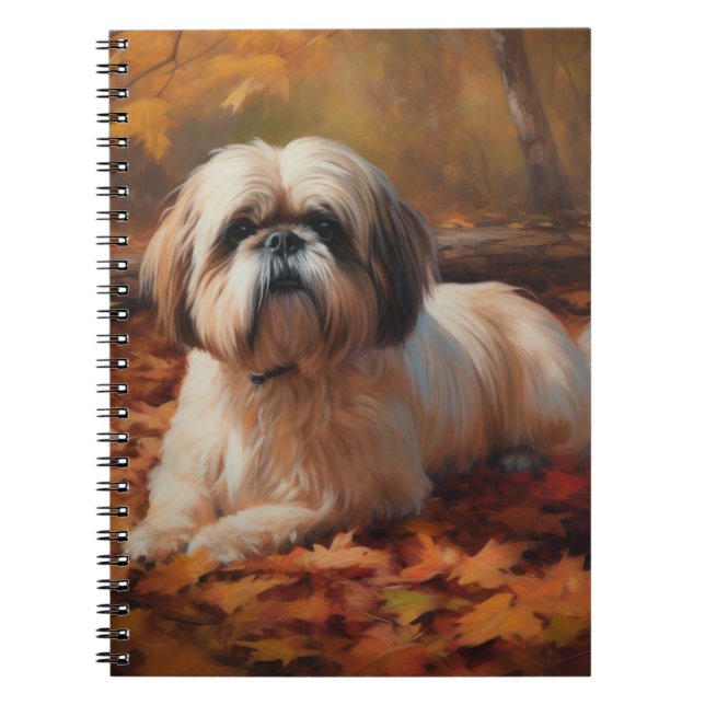 Shih Tzu in Autumn Leaves Fall Inspire Notebook (Front)