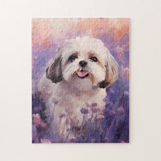 Shih Tzu in Lavender field Jigsaw Puzzle