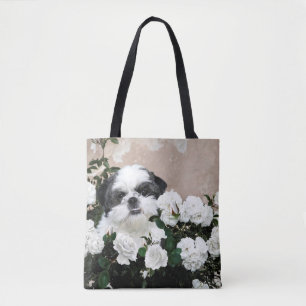 Shih Tzu in roses Tote Bag