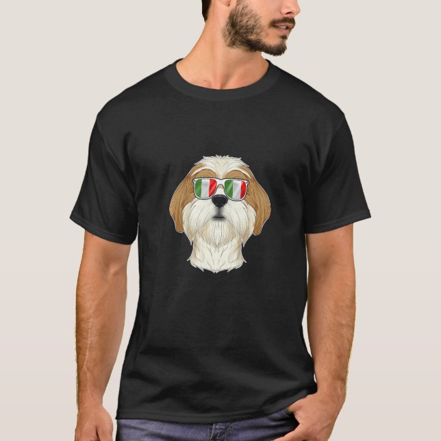 Shih Tzu Italy Sunglasses I Italian Flag T-Shirt (Front)