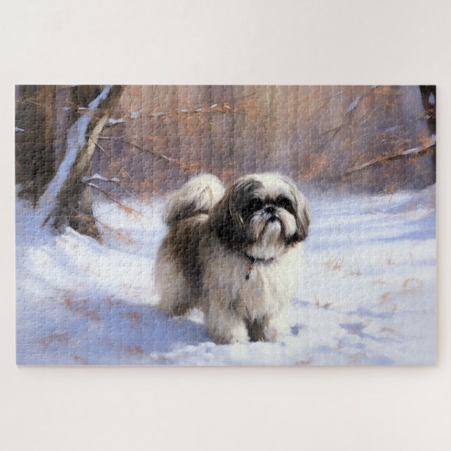 Shih Tzu Let It Snow Christmas  Jigsaw Puzzle (Horizontal)