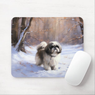 Shih Tzu Let It Snow Christmas Mouse Pad