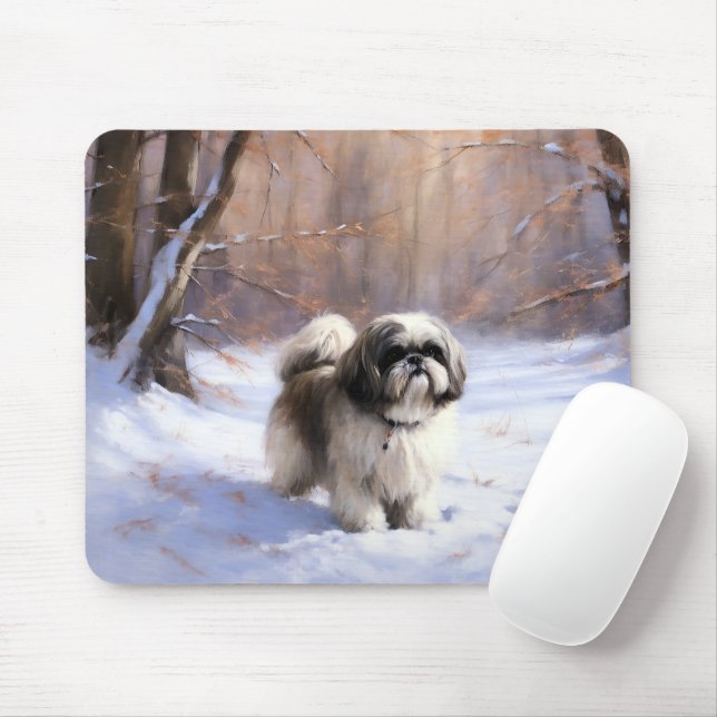 Shih Tzu Let It Snow Christmas  Mouse Pad (With Mouse)