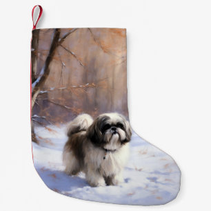 Shih Tzu Let It Snow Christmas  Small Christmas Stocking