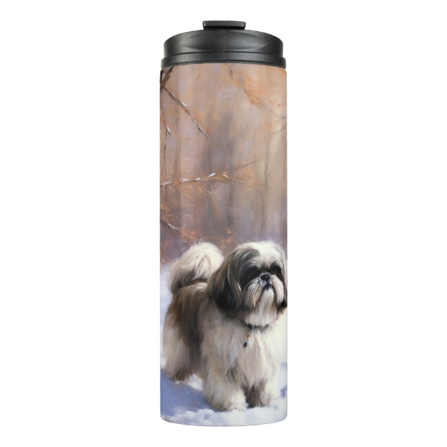 Shih Tzu Let It Snow Christmas  Thermal Tumbler (Front)