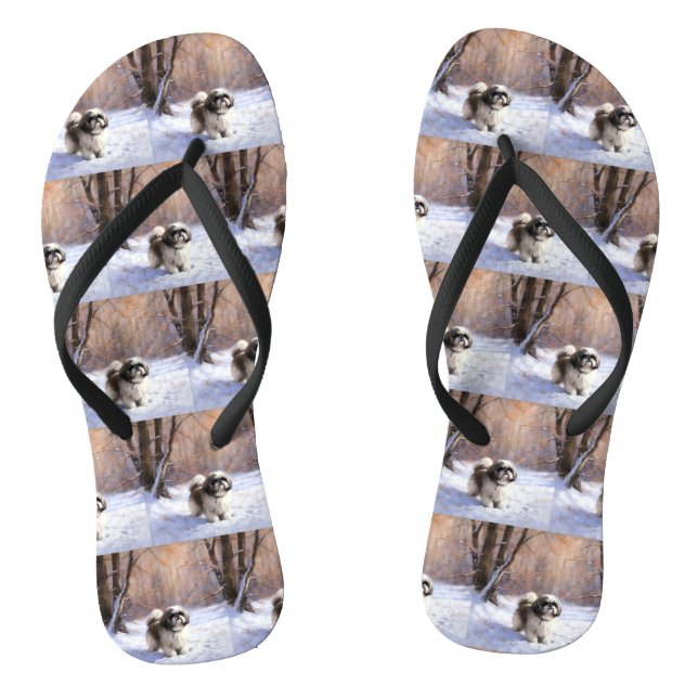 Shih Tzu Let It Snow Christmas  Thongs (Footbed)