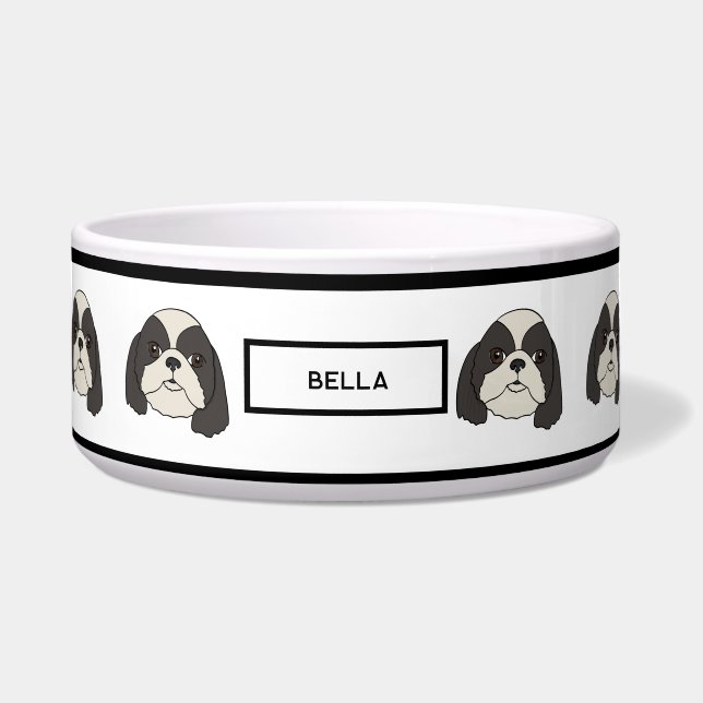Shih Tzu - Lhasa apso - Custom Name Bowl for Dogs (Front)