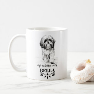 Shih Tzu Life is better with Custom Dog Name Coffee Mug