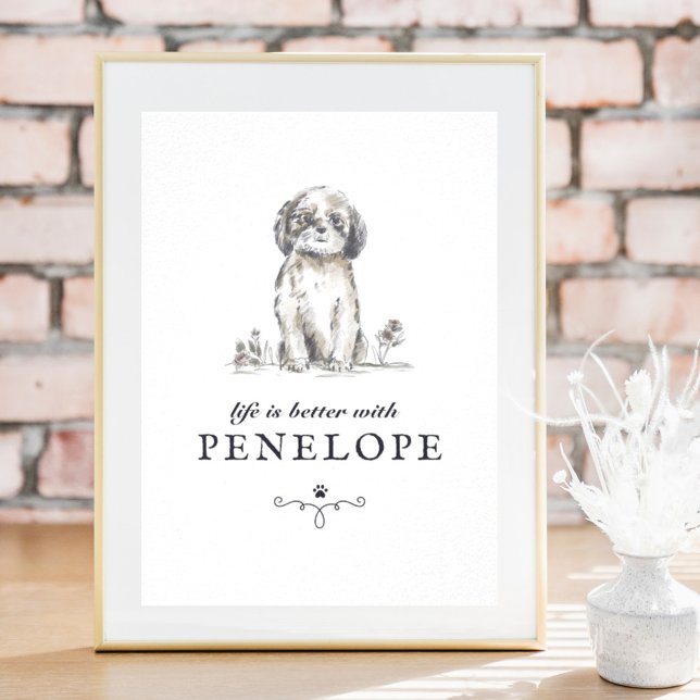 Shih Tzu Life Is Better With Custom Dog Name Poster (Creator Uploaded)