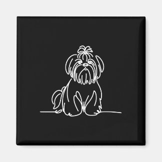 Shih tzu line art dog owner performance  magnet