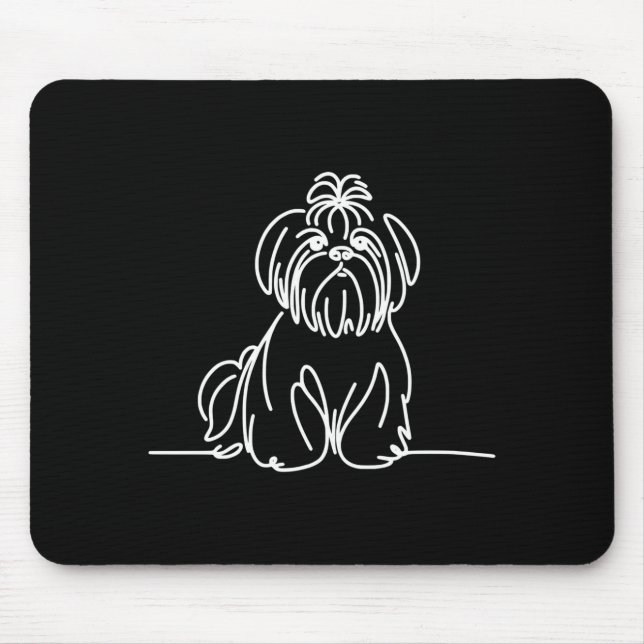 Shih tzu line art dog owner performance  mouse pad (Front)