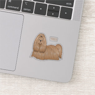 Shih tzu long hair dog cartoon illustration