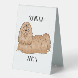Shih tzu long hair dog cartoon illustration