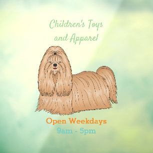 Shih tzu long hair dog cartoon illustration