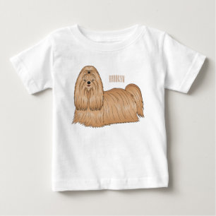 Shih tzu long hair dog cartoon illustration baby T-Shirt