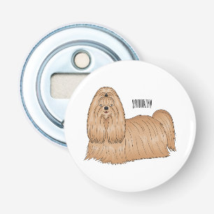 Shih tzu long hair dog cartoon illustration bottle opener