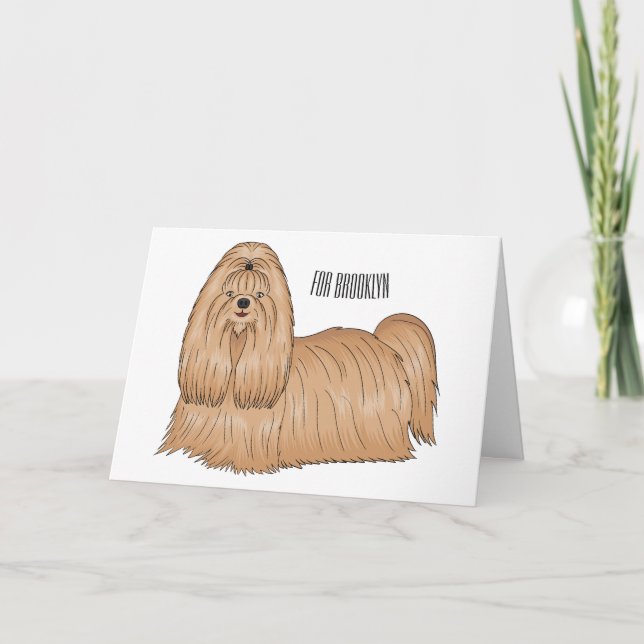 Shih tzu long hair dog cartoon illustration card (Front)