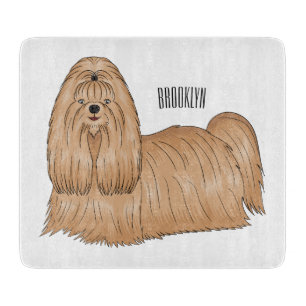 Shih tzu long hair dog cartoon illustration cutting board