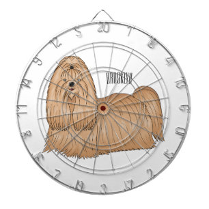Shih tzu long hair dog cartoon illustration dartboard