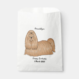 Shih tzu long hair dog cartoon illustration favour bag
