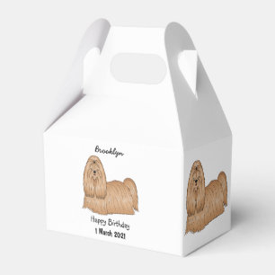 Shih tzu long hair dog cartoon illustration favour box