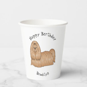 Shih tzu long hair dog cartoon illustration paper cups