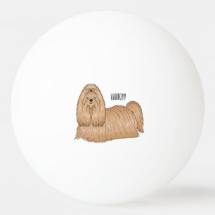 Shih tzu long hair dog cartoon illustration ping pong ball