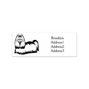 Shih tzu long hair dog cartoon illustration rubber stamp
