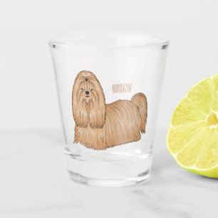 Shih tzu long hair dog cartoon illustration shot glass