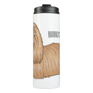 Shih tzu long hair dog cartoon illustration thermal tumbler