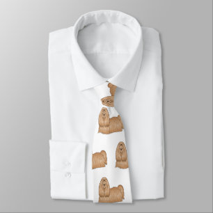 Shih tzu long hair dog cartoon illustration tie