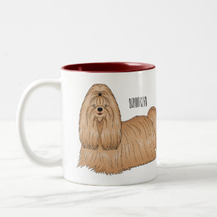 Shih tzu long hair dog cartoon illustration Two-Tone coffee mug
