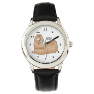 Shih tzu long hair dog cartoon illustration watch