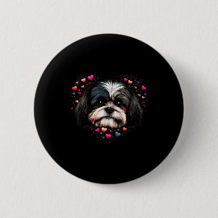 Shih Tzu Love Heart For Valentines Day On Shih Tzu 6 Cm Round Badge